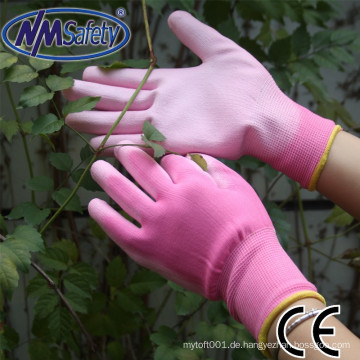 NMSAFETY Sicherheitstest Nylon Garten beschichtete PU Hand Handschuhe EN388 4131